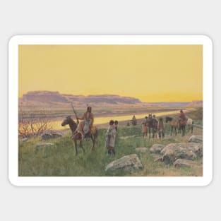 Indians Returning From The Hunt - Vintage Western American Art Sticker